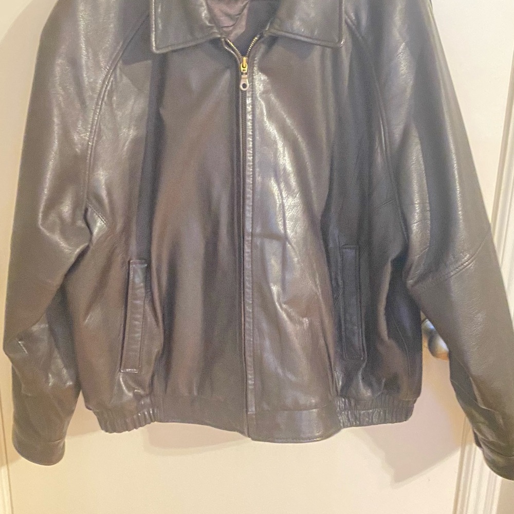 Members Only Black Leather Bomber Jacket